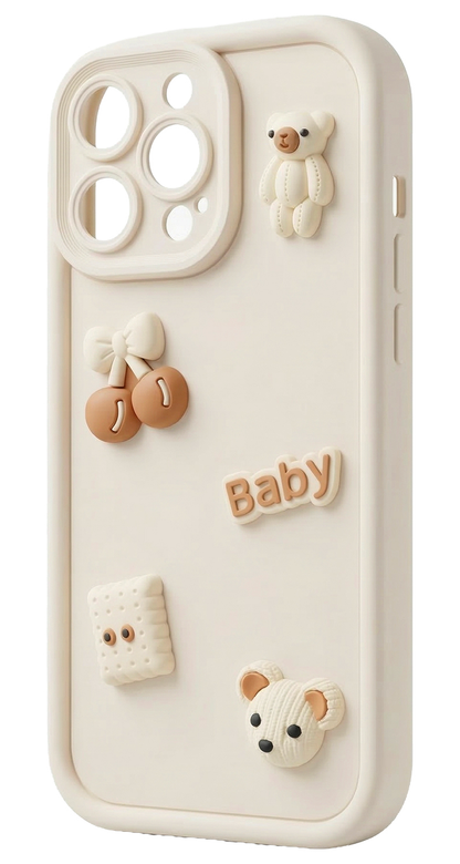 Custodia per Samsung Galaxy S26 Plus S947, OEM, Ultra Trendy 3D Bear, Beige