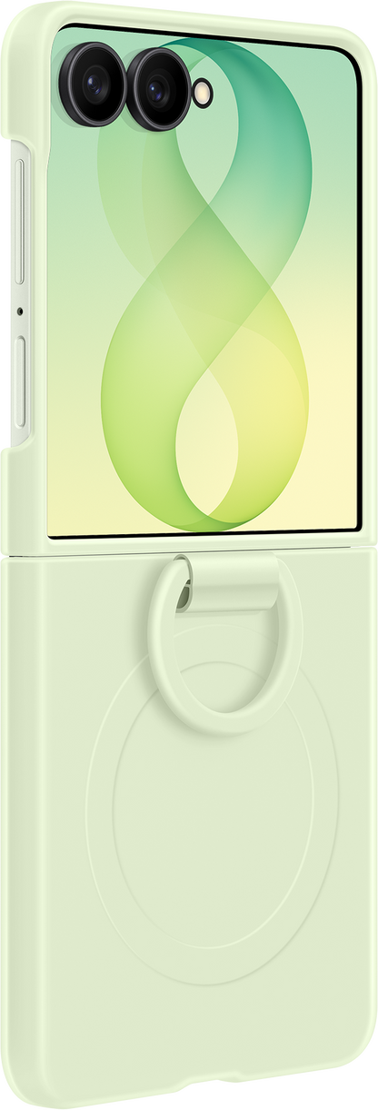 Custodia per Samsung Galaxy Z Flip8 F776, Silicone Ring Magnet, Verde EF-EF776CGEGWW