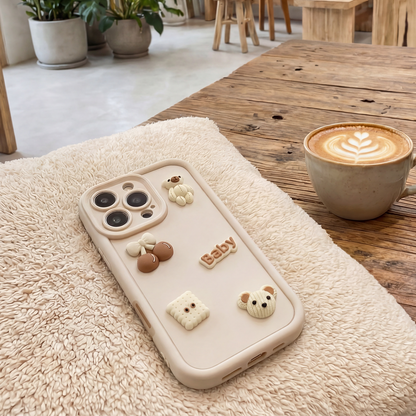 Custodia per Samsung Galaxy A17 5G, OEM, Ultra Trendy 3D Bear, Beige