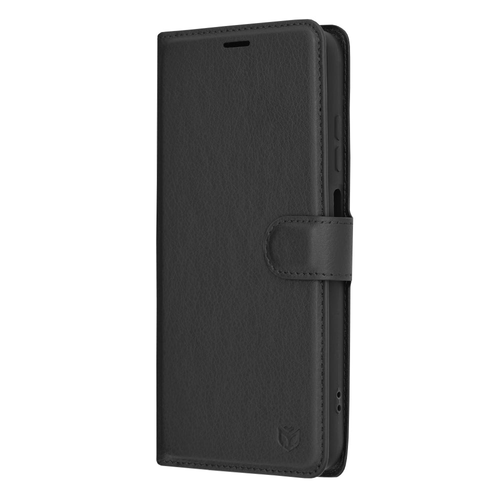 Hülle für Samsung Galaxy A05s A057, Techsuit, Leder-Folio, Schwarz