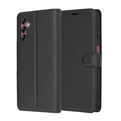 Custodia per Samsung Galaxy A14 A145 / A14 5G A146, Techsuit, Leather Folio, Nera