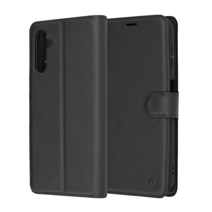 Custodia per Samsung Galaxy A14 A145 / A14 5G A146, Techsuit, Leather Folio, Nera