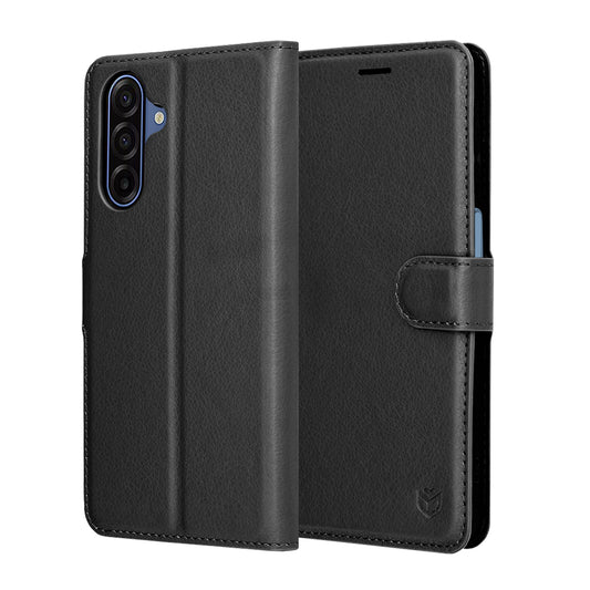 Custodia per Samsung Galaxy A17 4G / A17 5G, Techsuit, Leather Folio, Nera