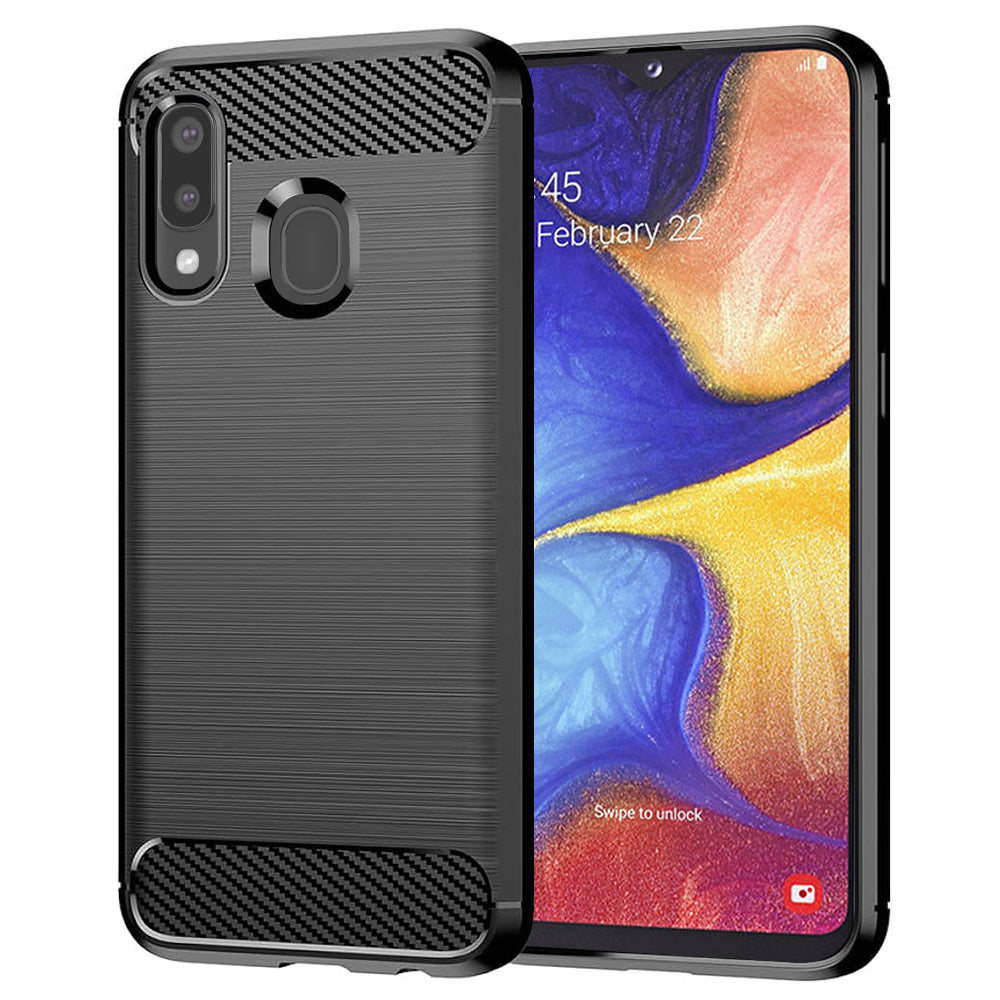 Coque pour Samsung Galaxy A20e A202, Techsuit, Carbone, Noire