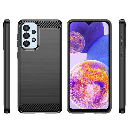 Custodia per Samsung Galaxy A23 5G A236 / A23 A235, Techsuit, Carbonio, Nera