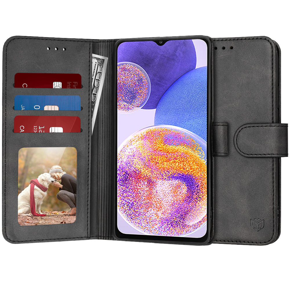 Custodia per Samsung Galaxy A23 5G A236 / A23 A235, Techsuit, Diary Book, Nera