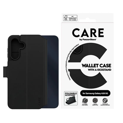 Étui pour Samsung Galaxy A26 A266, PanzerGlass, avec fonction support et portefeuille, Noir