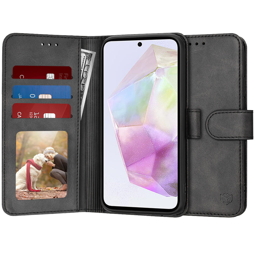 Custodia per Samsung Galaxy A35 5G A356, Techsuit, Diary Book, Nera
