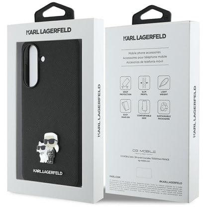Case for Samsung Galaxy A36 A366, Karl Lagerfeld, Saffiano Karl & Choupette Metal, Black