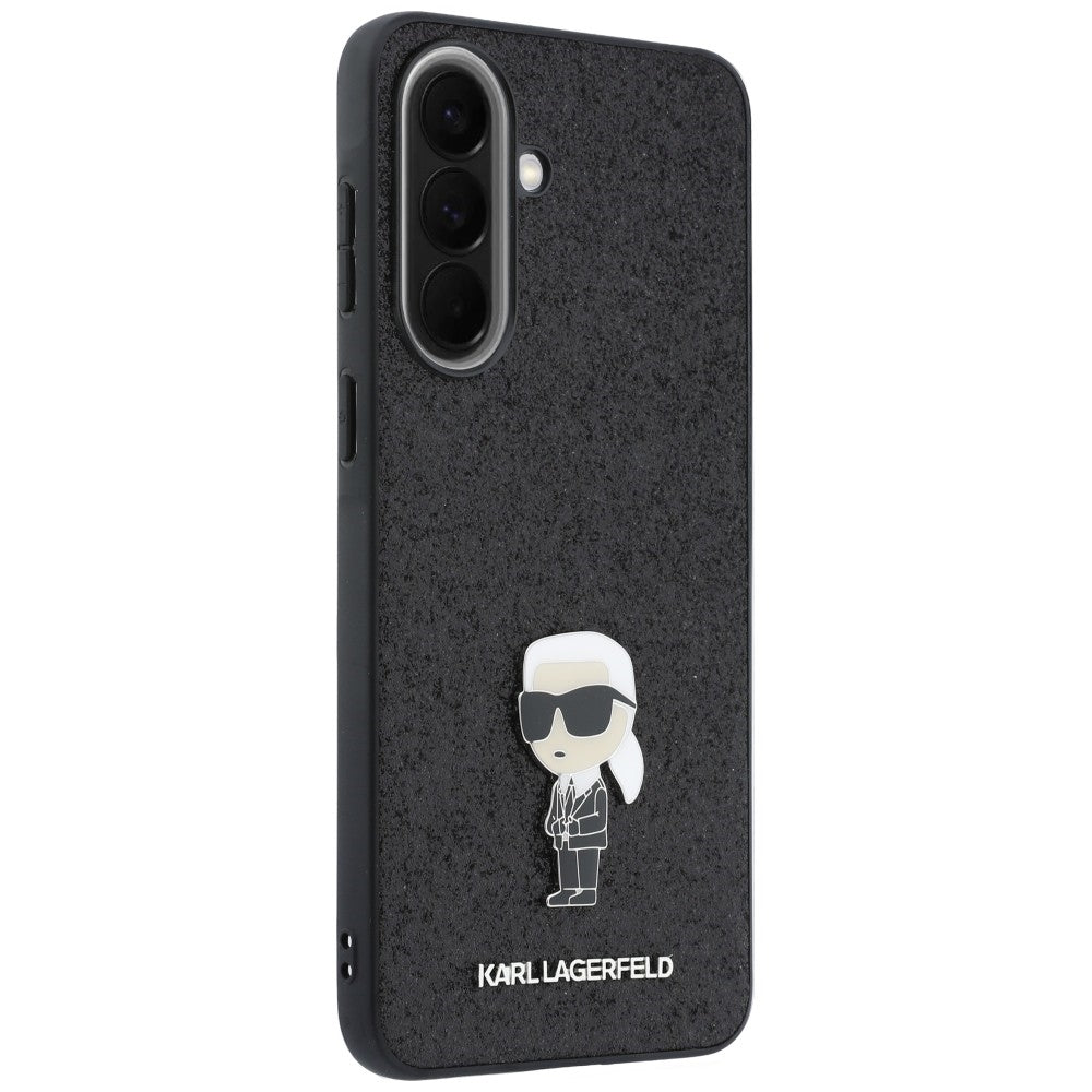 Hülle für Samsung Galaxy A37 5G, Karl Lagerfeld, Glitter Fixed Ikonik Karl, Schwarz