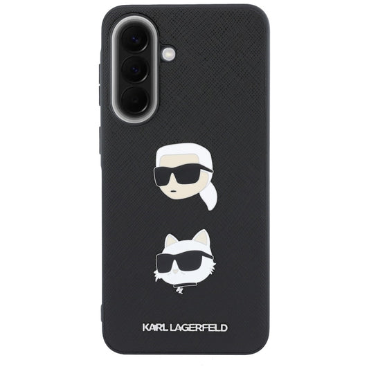 Custodia per Samsung Galaxy A37 5G, Karl Lagerfeld, Spille con teste di Karl e Choupette e logo, Nera