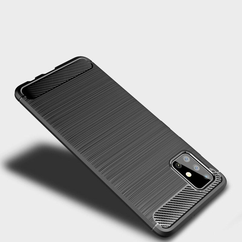 Custodia per Samsung Galaxy A51 A515, Techsuit, Carbonio, Nera