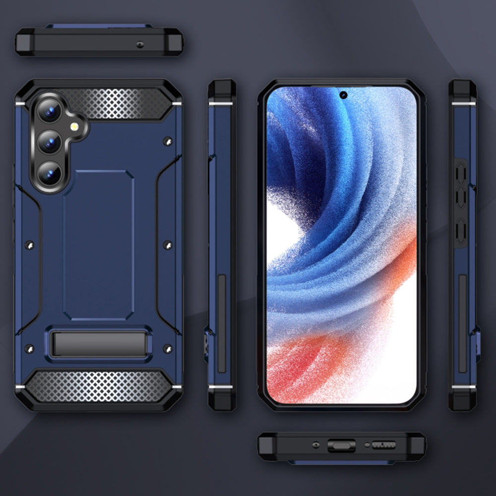 Custodia per Samsung Galaxy A54 A546, Techsuit, Hybrid Armor Kickstand, Blu