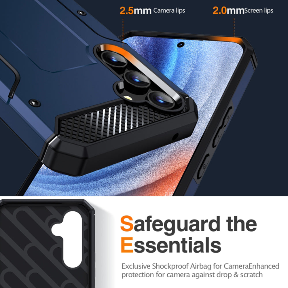 Custodia per Samsung Galaxy A54 A546, Techsuit, Hybrid Armor Kickstand, Blu