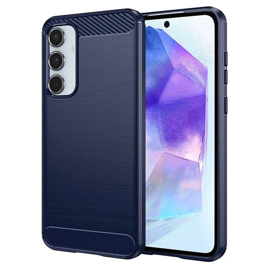 Custodia per Samsung Galaxy A55 5G A556, Techsuit, Carbonio, Blu