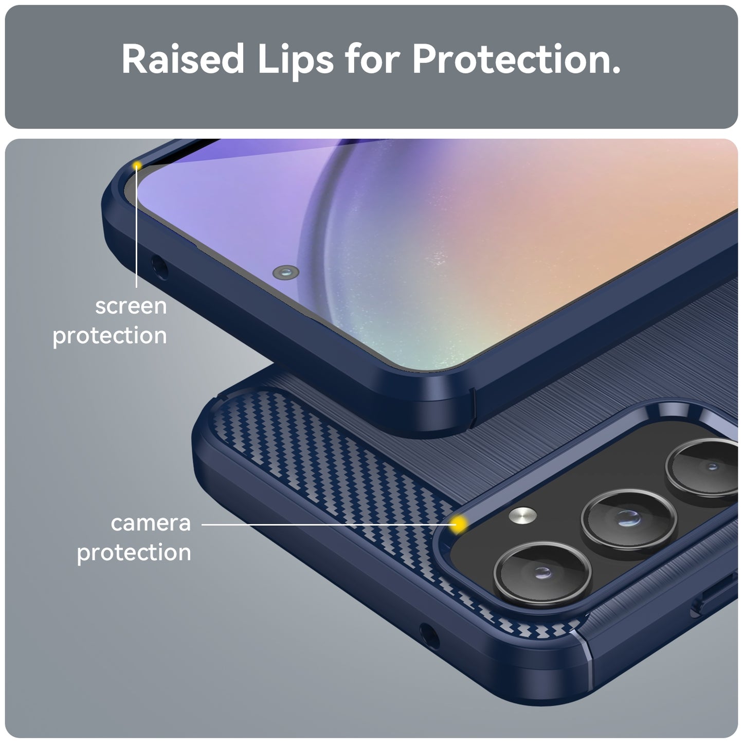 Coque pour Samsung Galaxy A55 5G A556, Techsuit, Carbone, Bleue