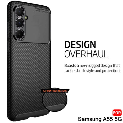 Custodia per Samsung Galaxy A55 5G A556, Techsuit, CarbonFiber, Nera