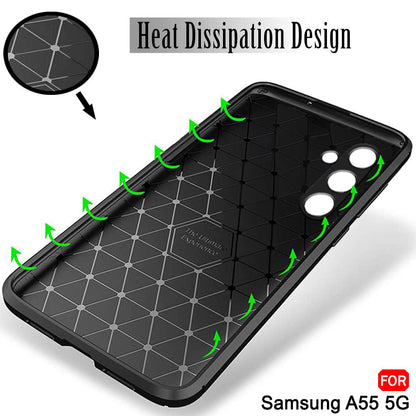 Custodia per Samsung Galaxy A55 5G A556, Techsuit, CarbonFiber, Nera