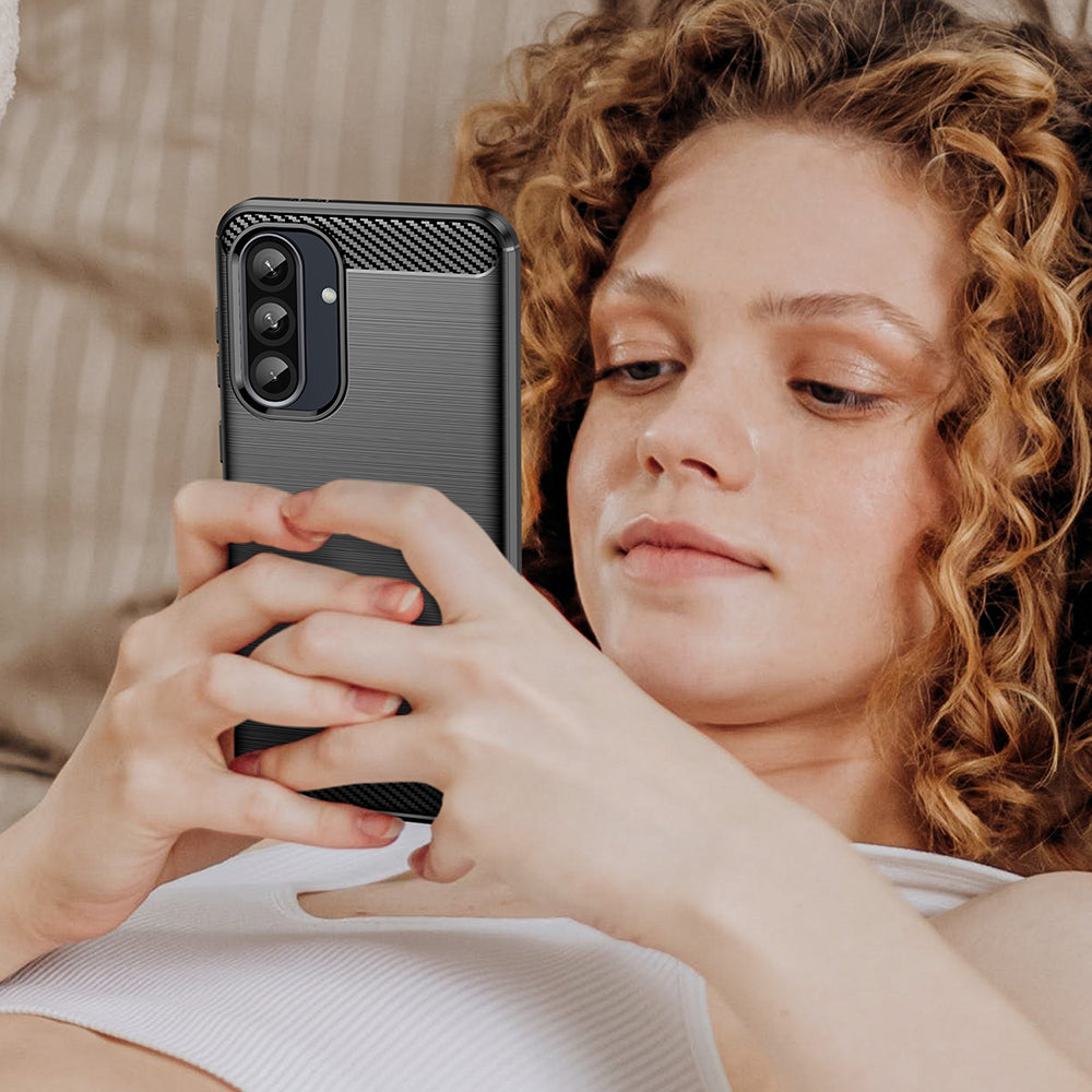 Hülle für Samsung Galaxy A56 A566 / A36 A366, Techsuit, Carbon, Schwarz