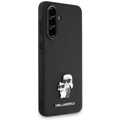 Hülle für Samsung Galaxy A56 A566, Karl Lagerfeld, Saffiano Karl & Choupette Metal, Schwarz