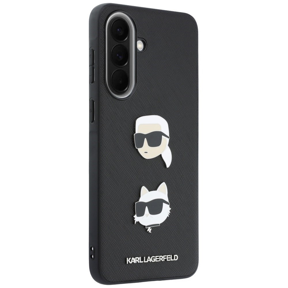 Custodia per Samsung Galaxy A57 5G, Karl Lagerfeld, Spille con teste di Karl e Choupette e logo, Nera