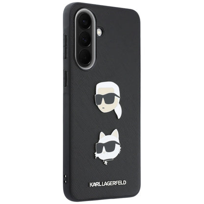Custodia per Samsung Galaxy A57 5G, Karl Lagerfeld, Spille con teste di Karl e Choupette e logo, Nera