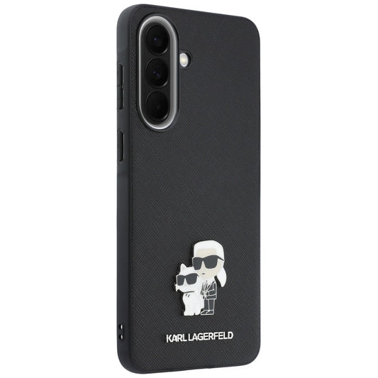 Custodia per Samsung Galaxy A57 5G, Karl Lagerfeld, Saffiano Karl & Choupette Metal, Nera
