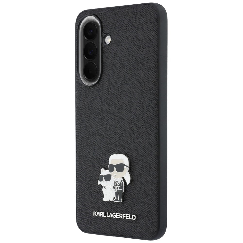 Custodia per Samsung Galaxy A57 5G, Karl Lagerfeld, Saffiano Karl & Choupette Metal, Nera