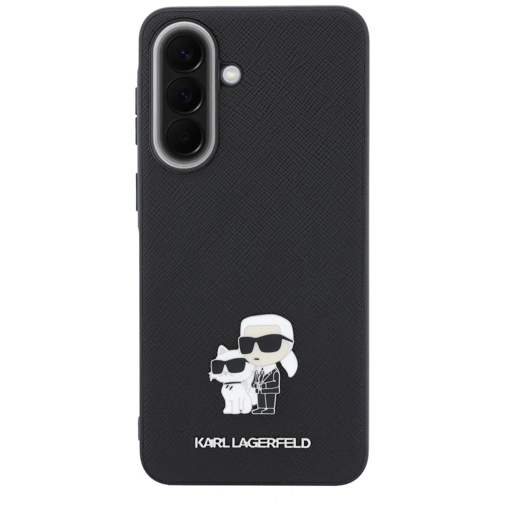 Custodia per Samsung Galaxy A57 5G, Karl Lagerfeld, Saffiano Karl & Choupette Metal, Nera