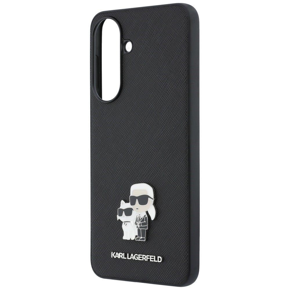 Custodia per Samsung Galaxy A57 5G, Karl Lagerfeld, Saffiano Karl & Choupette Metal, Nera