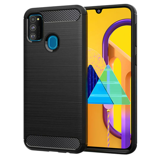 Custodia per Samsung Galaxy M21 M215 / M30s M307, Techsuit, Carbonio, Nera