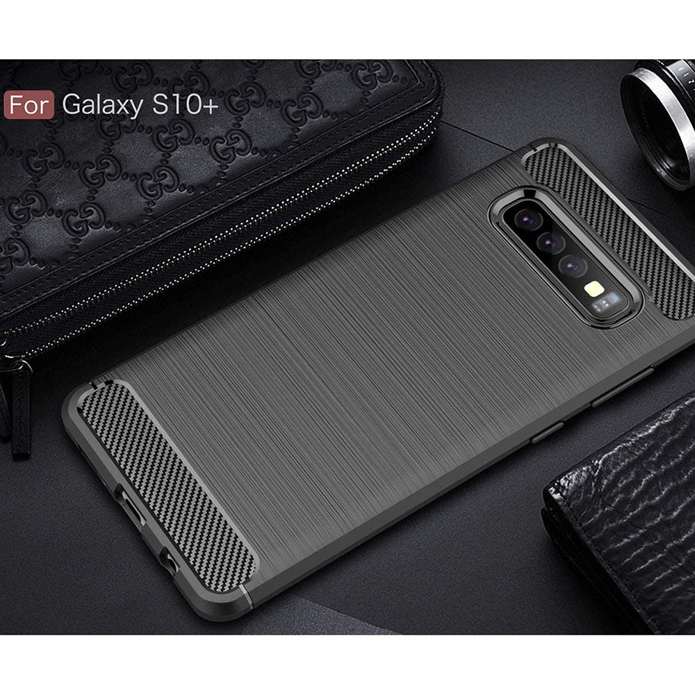 Coque pour Samsung Galaxy S10+ G975, Techsuit, Carbone, Noire