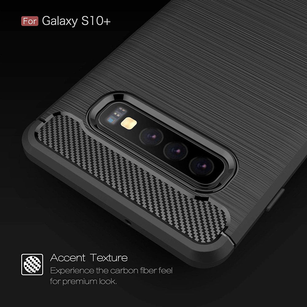 Coque pour Samsung Galaxy S10+ G975, Techsuit, Carbone, Noire