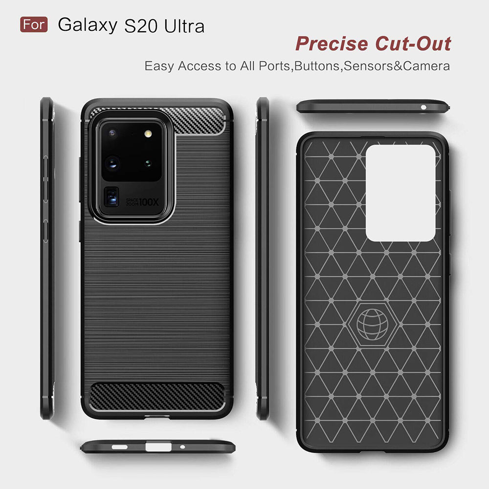 Coque pour Samsung Galaxy S20 Ultra 5G G988 / S20 Ultra G988, Techsuit, Carbone, Noire