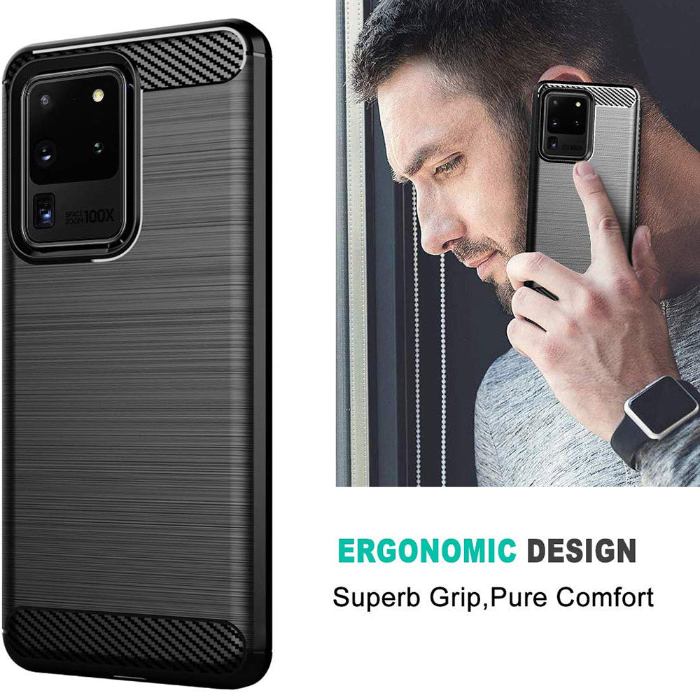 Coque pour Samsung Galaxy S20 Ultra 5G G988 / S20 Ultra G988, Techsuit, Carbone, Noire