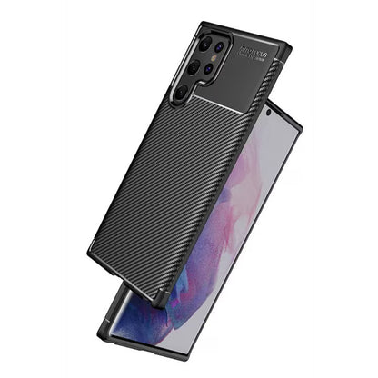 Custodia per Samsung Galaxy S22 Ultra 5G S908, Techsuit, CarbonFiber, Nera