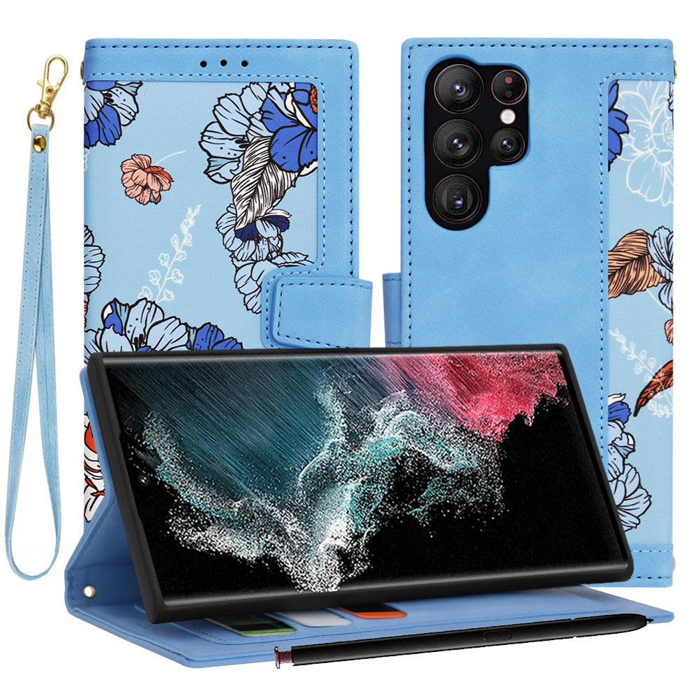Custodia per Samsung Galaxy S22 Ultra 5G S908, Techsuit, FlipCraft, Blu