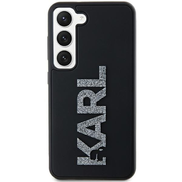 Custodia per Samsung Galaxy S23+ S916, Karl Lagerfeld, Logo Glitter in Gomma 3D, Nera