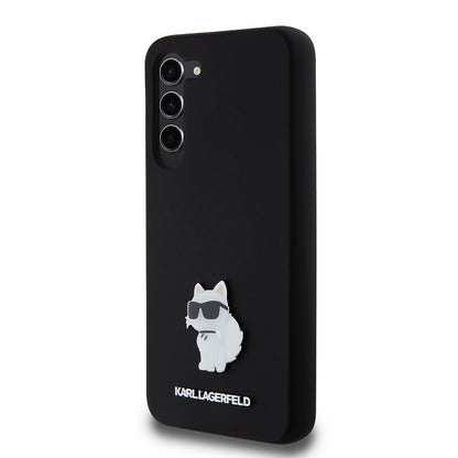 Housse pour Samsung Galaxy S23+ S916, Karl Lagerfeld, Silicone Choupette Metal, Noire