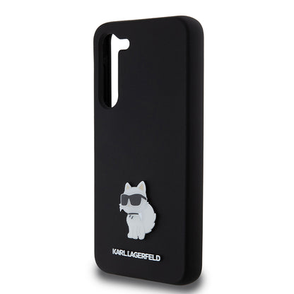 Housse pour Samsung Galaxy S23+ S916, Karl Lagerfeld, Silicone Choupette Metal, Noire