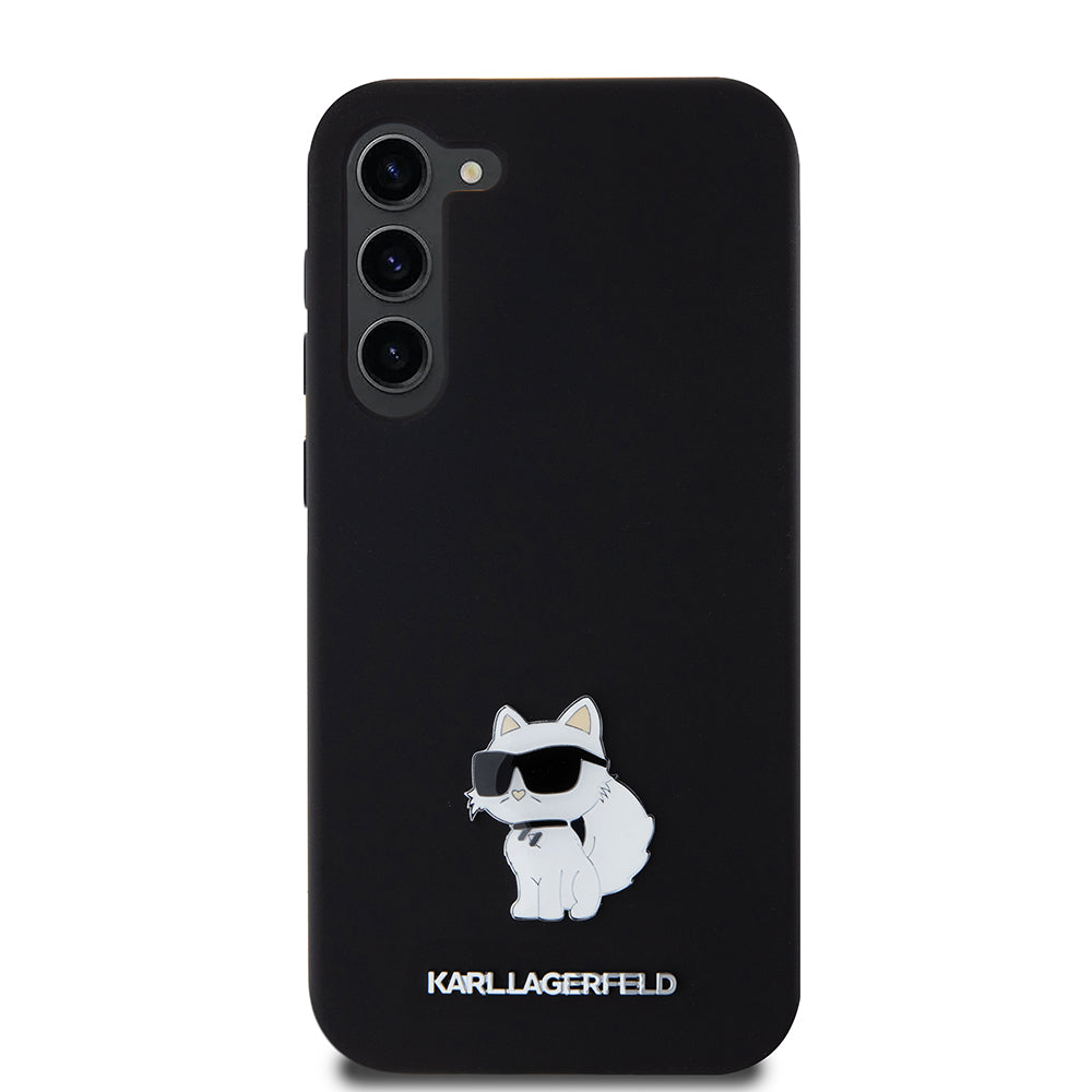 Housse pour Samsung Galaxy S23+ S916, Karl Lagerfeld, Silicone Choupette Metal, Noire
