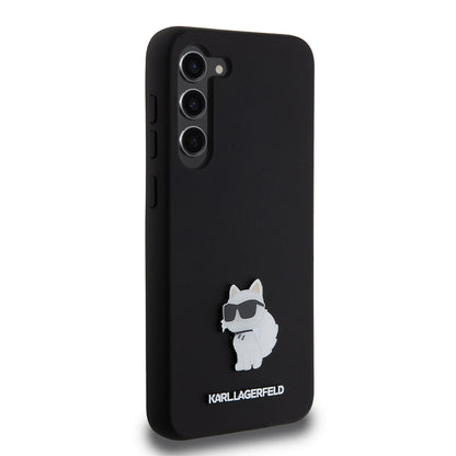Housse pour Samsung Galaxy S23+ S916, Karl Lagerfeld, Silicone Choupette Metal, Noire