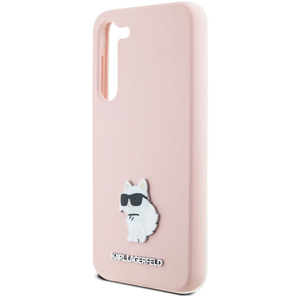 Custodia per Samsung Galaxy S23+ S916, Karl Lagerfeld, Silicone Choupette Metal, Rosa