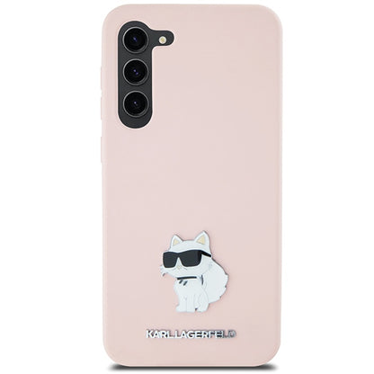 Custodia per Samsung Galaxy S23+ S916, Karl Lagerfeld, Silicone Choupette Metal, Rosa