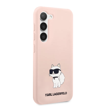 Housse pour Samsung Galaxy S23+ S916, Karl Lagerfeld, Silicone Choupette, Rose