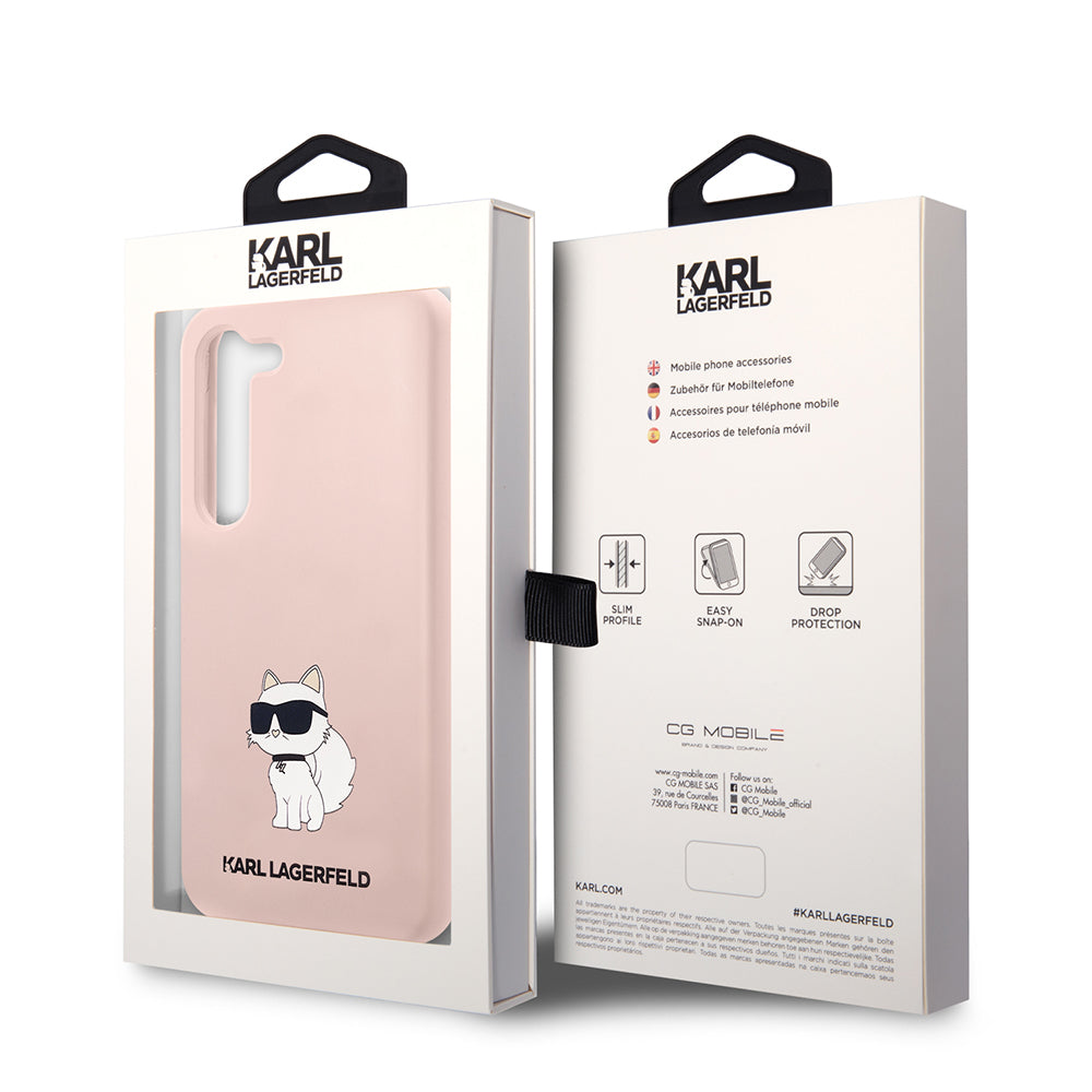 Housse pour Samsung Galaxy S23+ S916, Karl Lagerfeld, Silicone Choupette, Rose