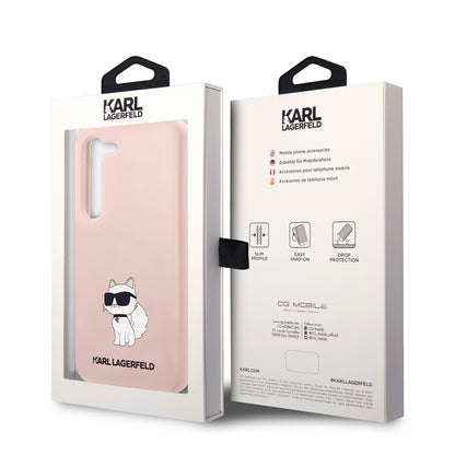Housse pour Samsung Galaxy S23+ S916, Karl Lagerfeld, Silicone Choupette, Rose