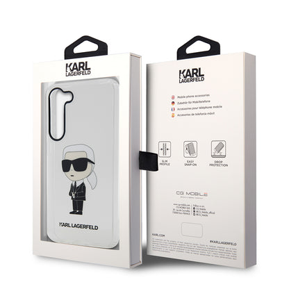 Étui pour Samsung Galaxy S23 S911, Karl Lagerfeld, Ikonik Karl, Transparent