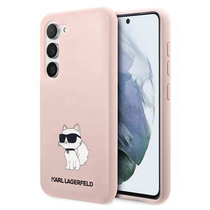 Étui pour Samsung Galaxy S23 S911, Karl Lagerfeld, Silicone Choupette, Rose