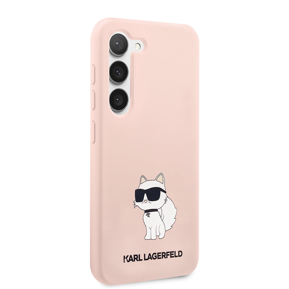 Étui pour Samsung Galaxy S23 S911, Karl Lagerfeld, Silicone Choupette, Rose